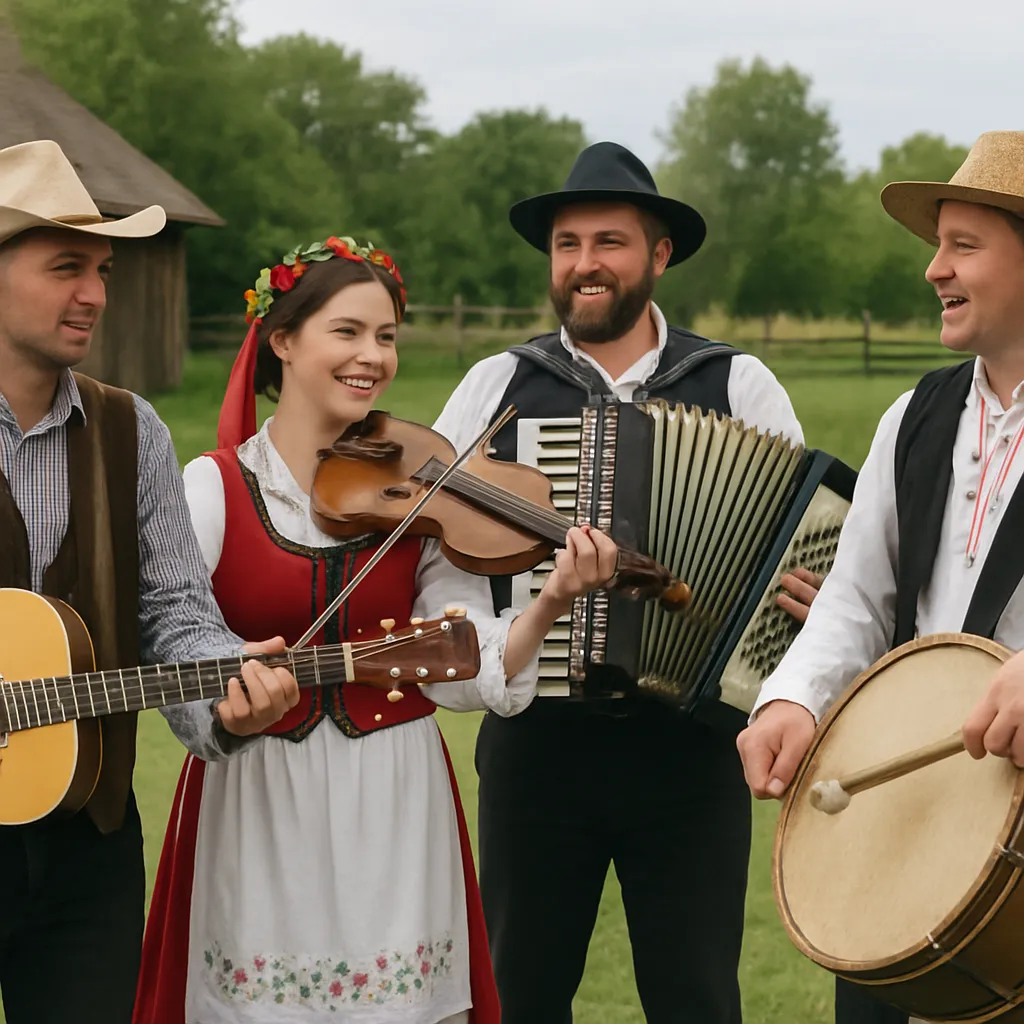 Jak country łączy się z muzyką biesiadną i folkową w Polsce.